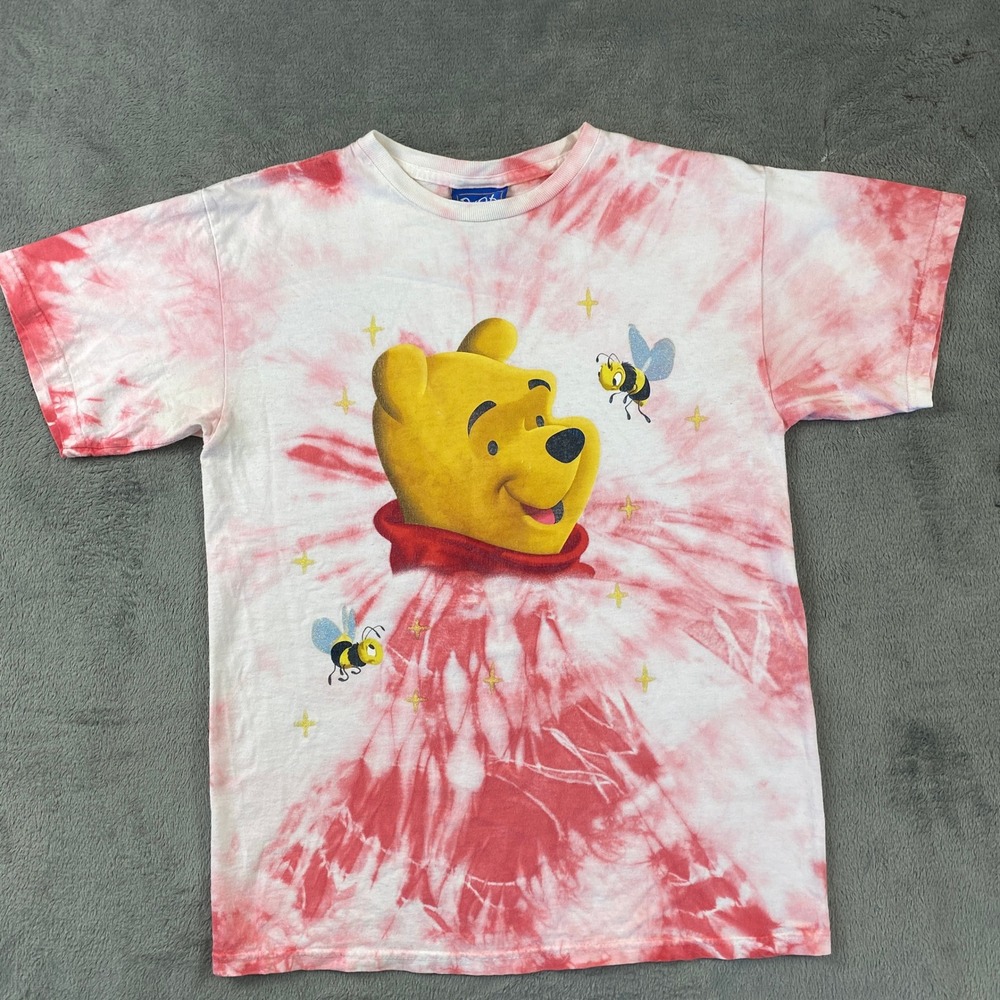Disney T Shirt Unisex Small Red Tie Dye Winnie the Pooh Glitter Bee JB132